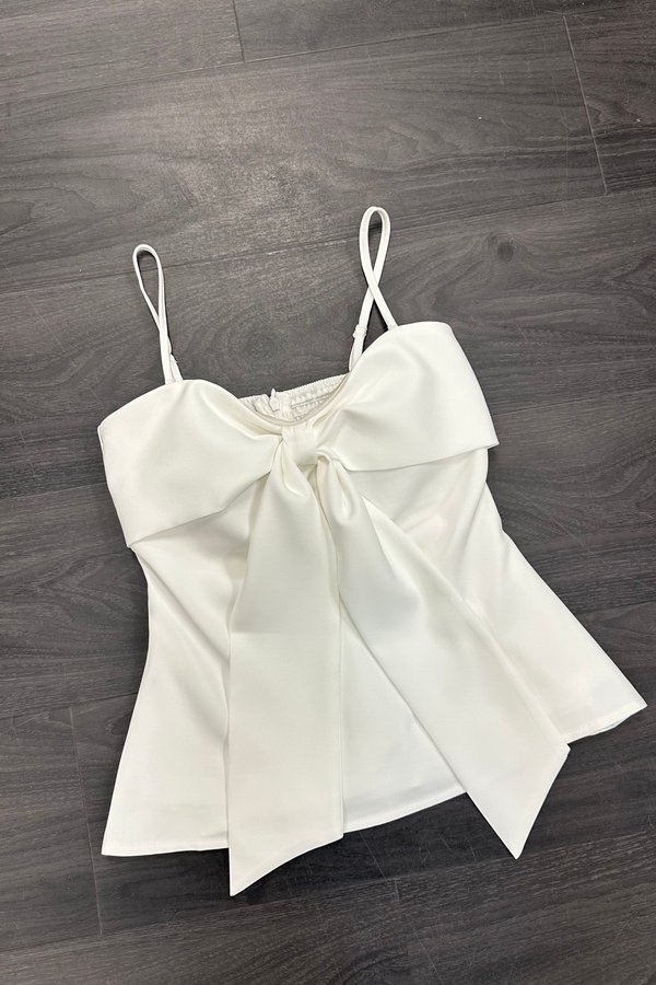 *PRE-ORDER* Maya Ribbon Long Top in White