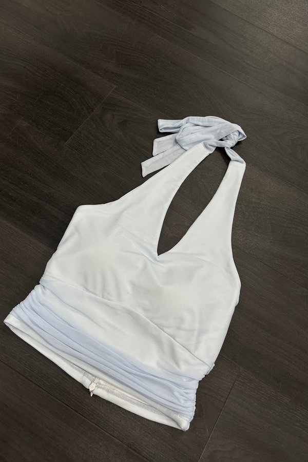 Danica Mesh Halter Top in Ice Blue