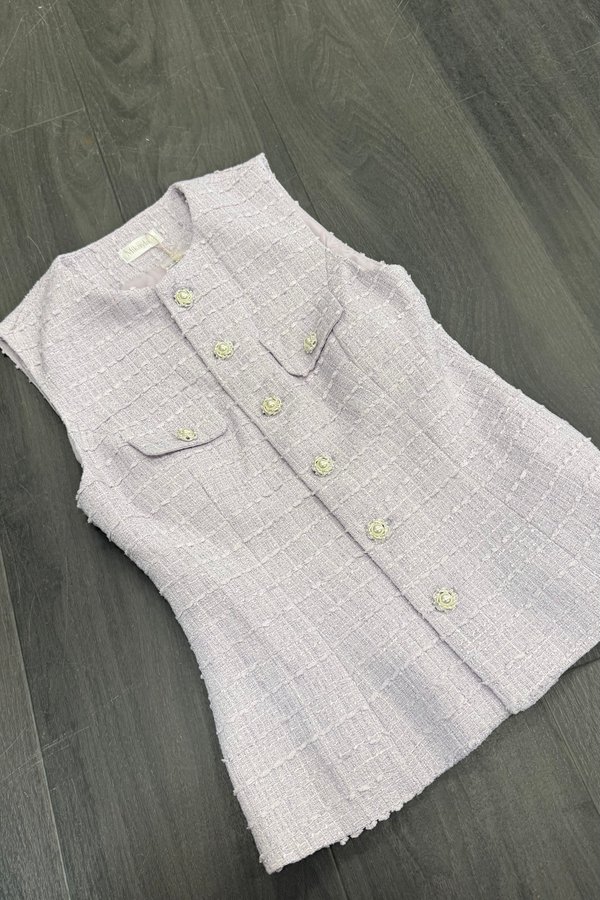 Jessie Suede Tweed Long Top in Ice Lilac