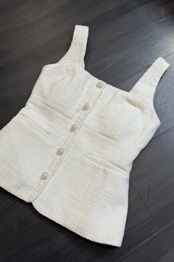 *PO2: MID AUG* Gendis Tweed Top in White