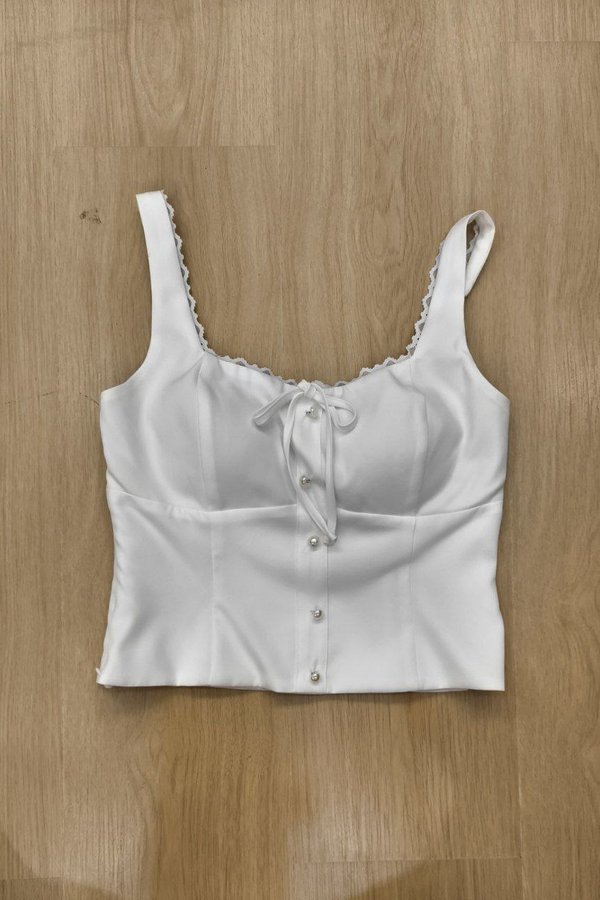 *PO: ETA MID AUG* Livi Faux Ribbon Top in White