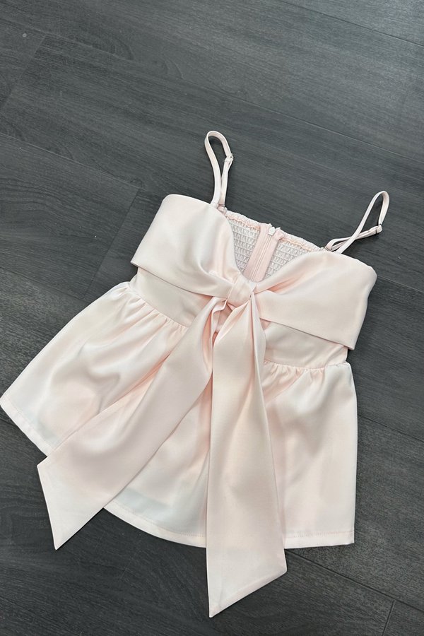 *PRE-ORDER* Uni Ribbon Babydoll Top in Ice Pink