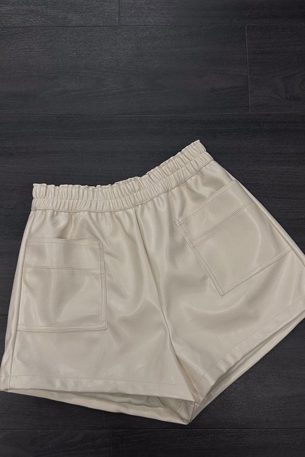 *PRE-ORDER* Sienna Faux Leather Shorts in Cream