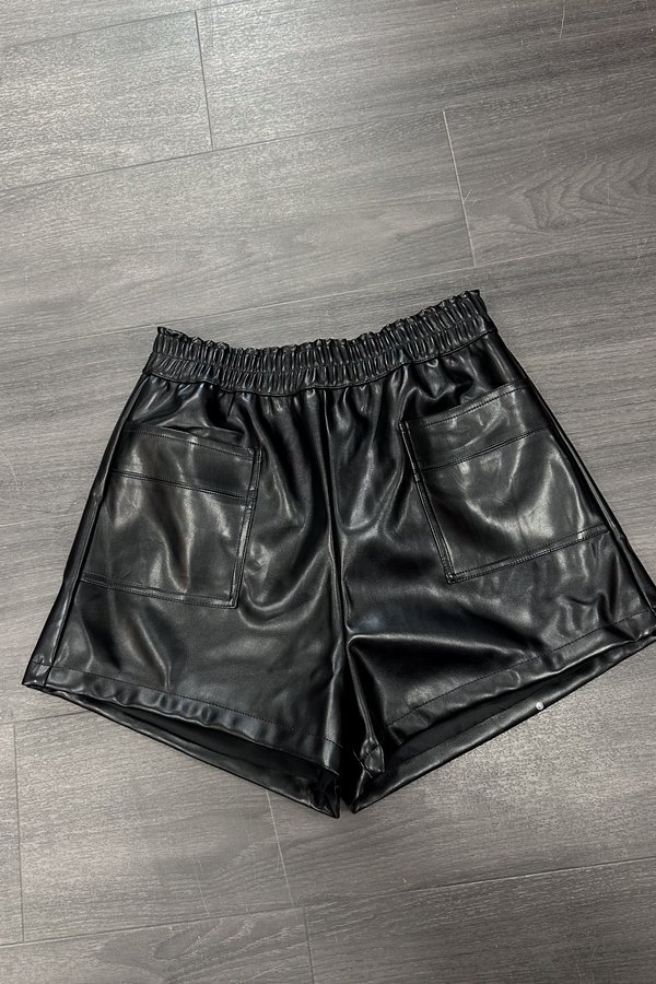 *PRE-ORDER* Sienna Faux Leather Shorts in Black