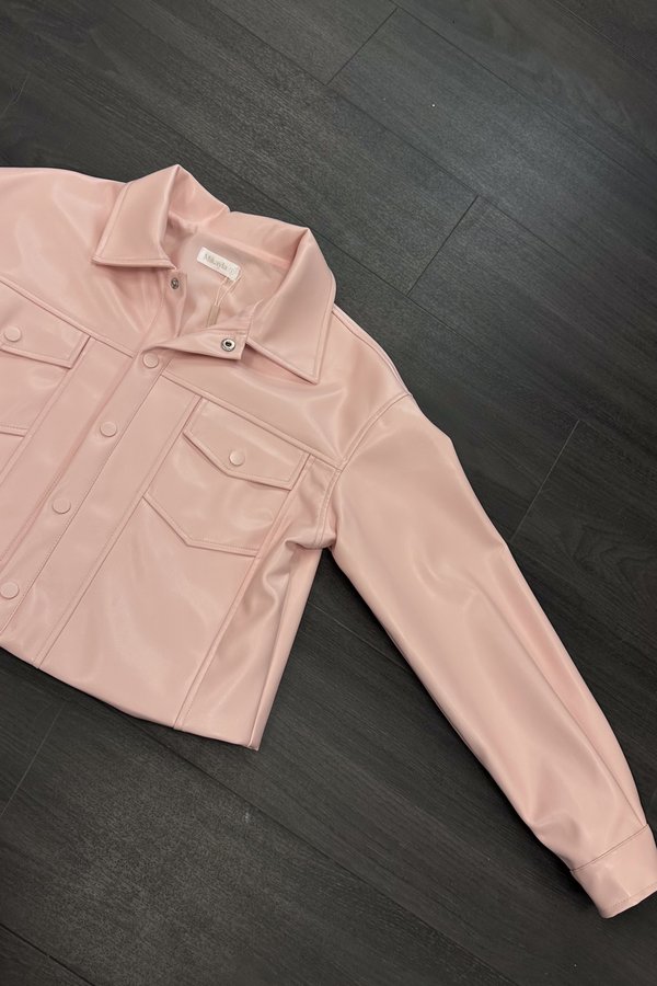 *PRE-ORDER* Sienna Cropped Faux Jacket in Dusty Pink