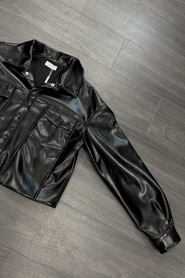 *PRE-ORDER* Sienna Cropped Faux Jacket in Black