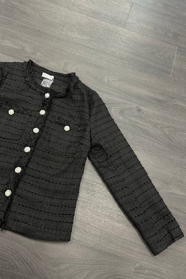 *PO: ETA JUL* Jessie Suede Tweed Blazer in Black