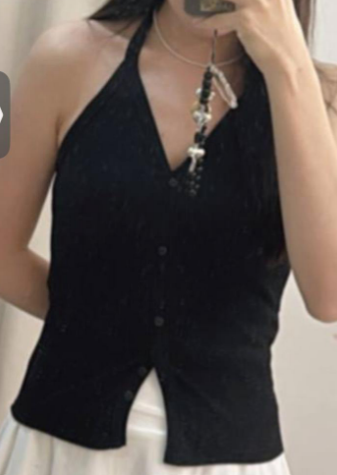 *PO: ETA MID AUG* (BARE/BASIC) Harper Halter Neck Top in Black