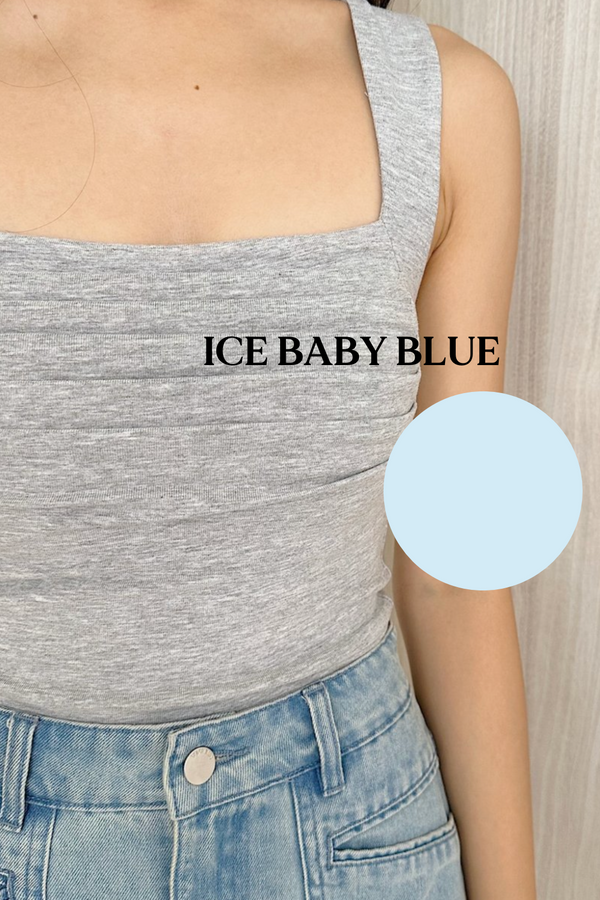 *PO: MID AUG* (BARE/BASIC) Ashley V4 Padded Ruched Top in Ice Baby Blue