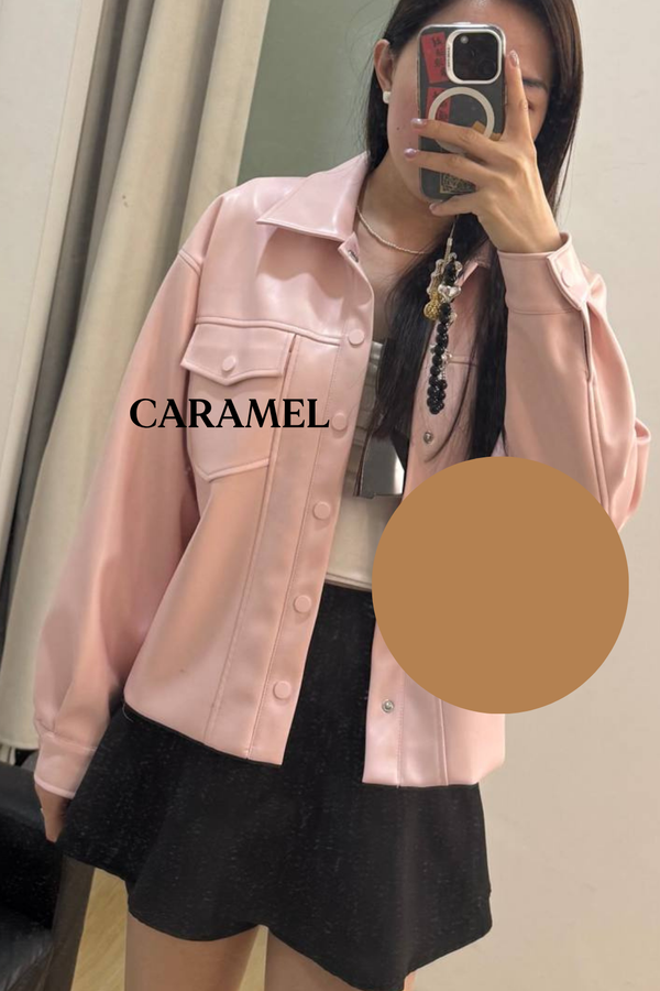 *PO: ETA MID AUG* Sienna V2 Cropped Faux Jacket in Caramel