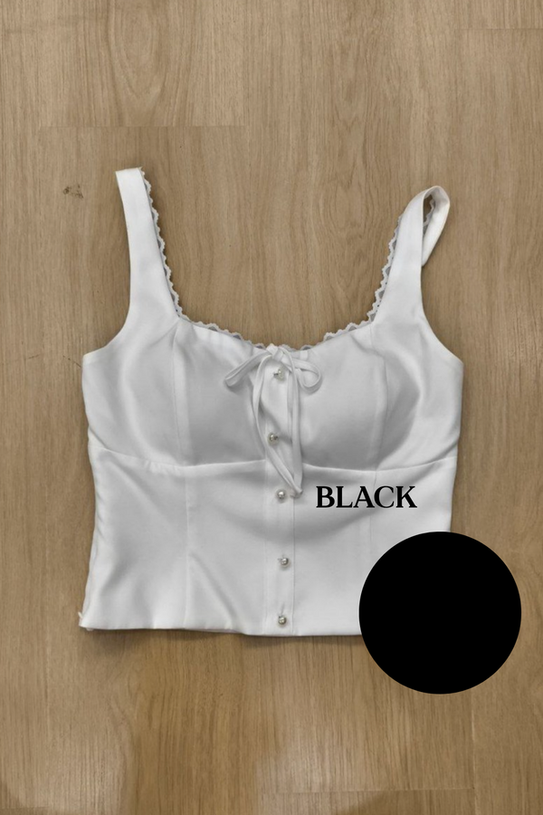 *PO: ETA MID AUG* Livi Faux Ribbon Top in Black