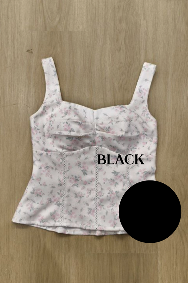 *PO: ETA MID AUG* Raye Floral Top in Black