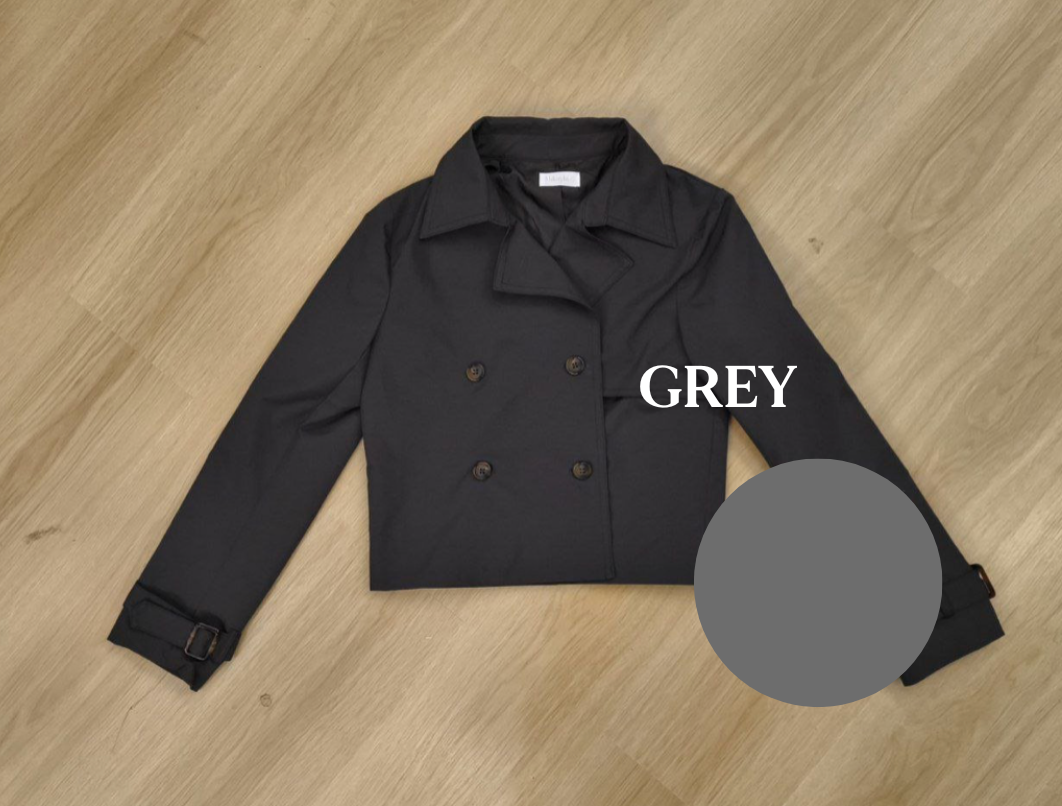 *PO: ETA MID AUG* Nira Cropped Trench Coat in Dark Grey