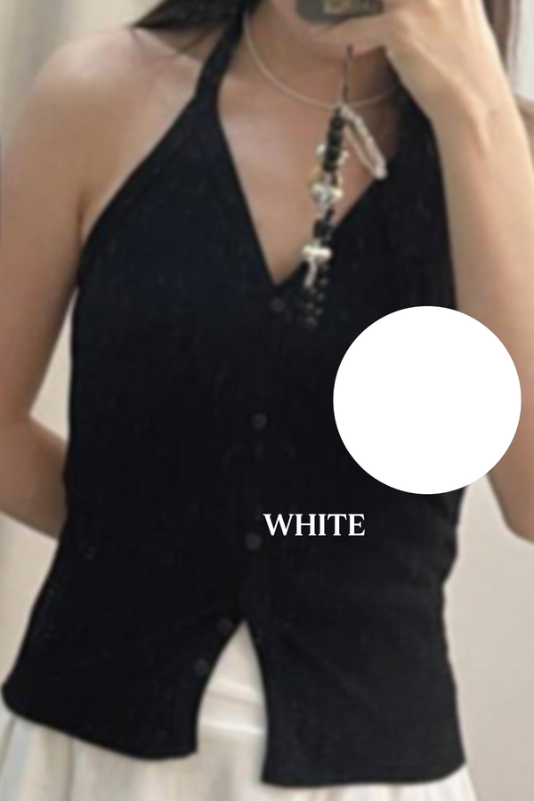 *PO: ETA MID AUG* (BARE/BASIC) Harper Halter Neck Top in White