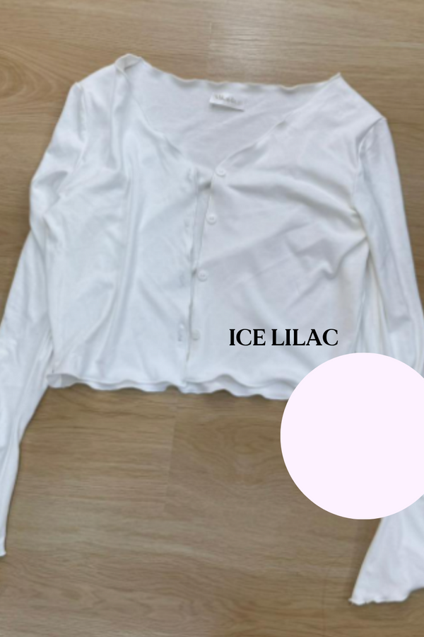 *PO: ETA MID AUG* (BARE/MOCHI) Molie Bell Sleeve Cardigan in Ice Lilac