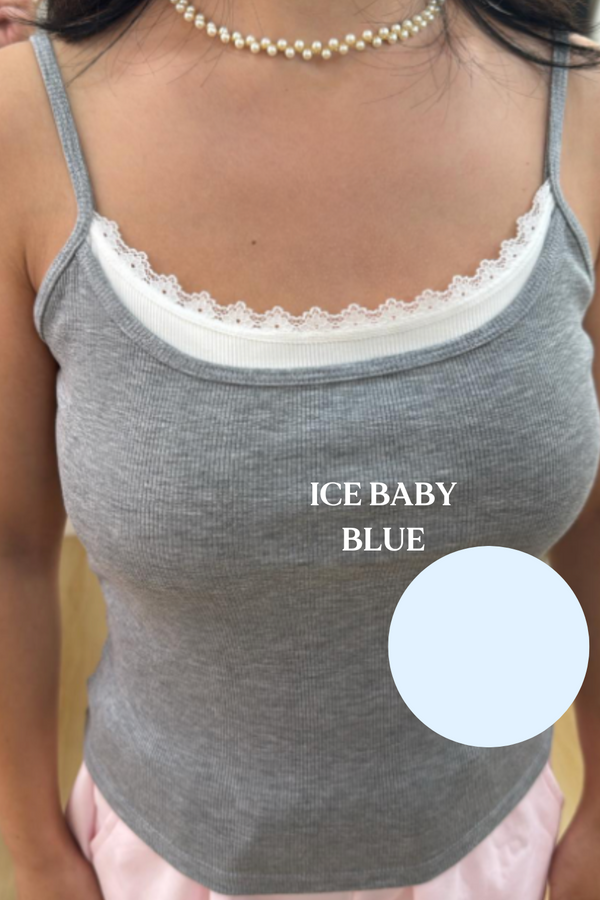 *PO: ETA MID AUG* (BARE/BASIC) Layla Cami Baby Top in Ice Baby Blue
