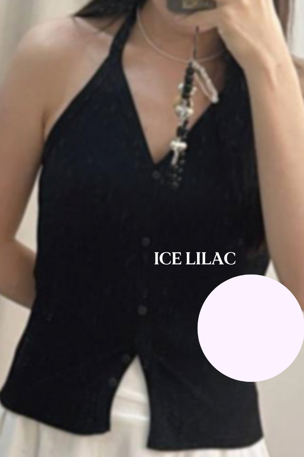 *PO: ETA MID AUG* (BARE/BASIC) Harper Halter Neck Top in Ice Lilac