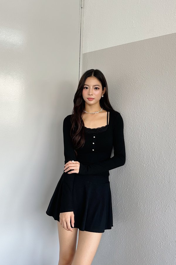 *PO: ETA MID AUG* (BARE/BASIC) Yumi Long Sleeve Top in Full Black