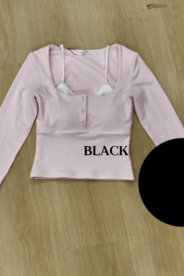 *PO: ETA MID AUG* (BARE/BASIC) Yumi Long Sleeve Top in Full Black