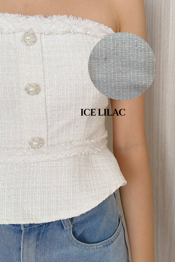 *PO: ETA MID AUG* Gemmy Suede Tweed Peplum Top in Ice Lilac