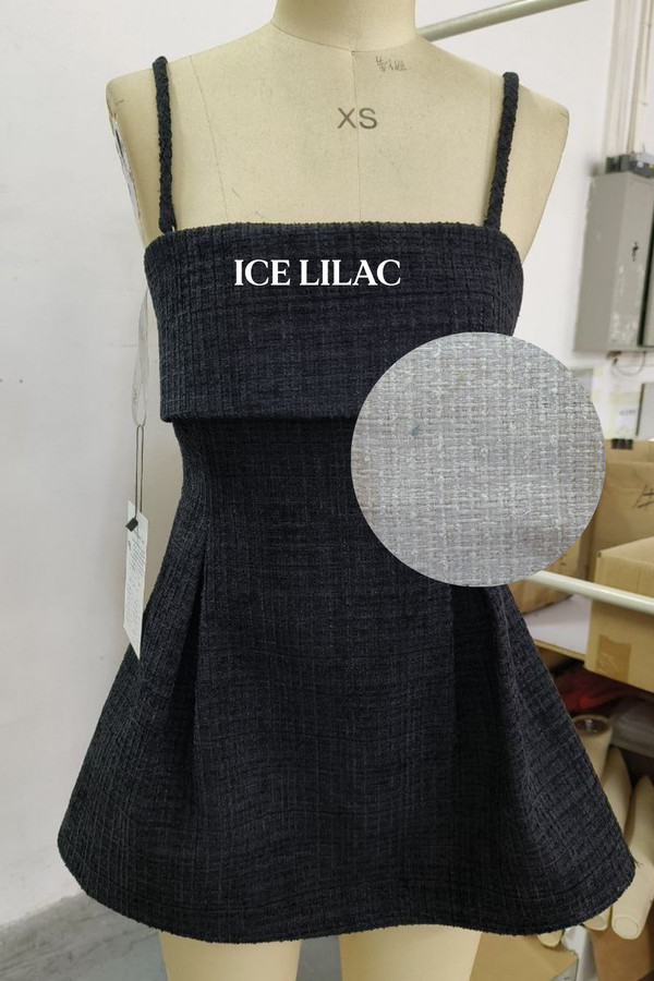 *PO: ETA MID AUG* Cataleya Overlap Long Line Suede Tweed Top in Ice Lilac