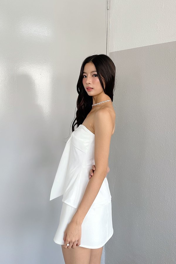 Maya Ribbon Long Top in White