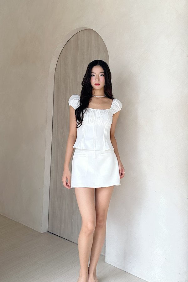 *PO2: ETA END AUG* Vienna Front Ruched Top in White