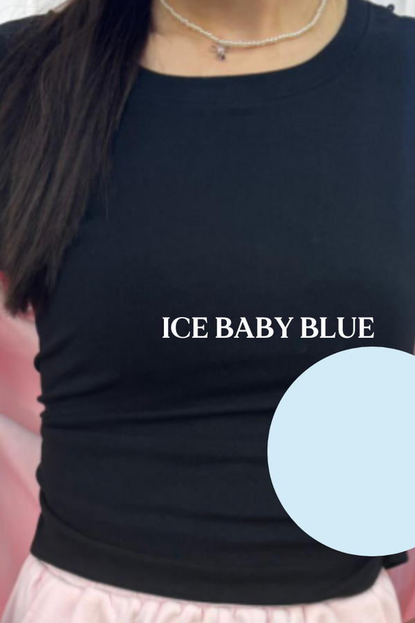 *PO: MID AUG* (BARE/BASIC) Elena Side Ruched Sleeved Top in Ice Baby Blue