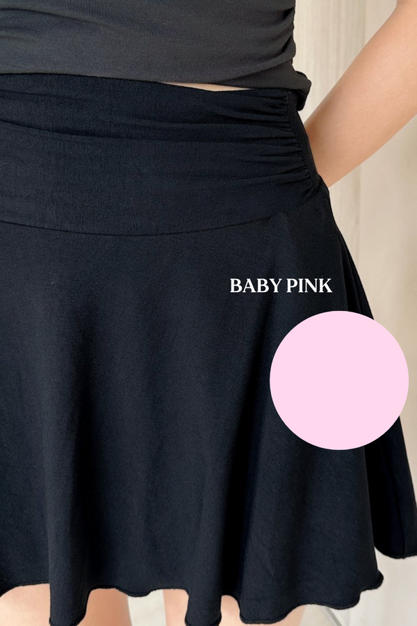 *PO: MID AUG* (BARE/MOCHI) Ri Ruched Skorts in Baby Pink
