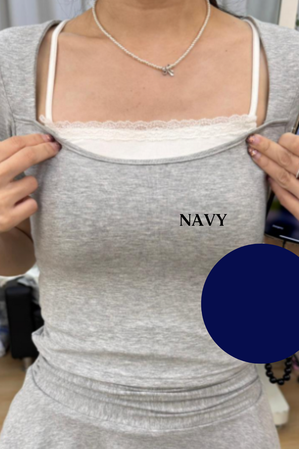 *PO: ETA MID AUG* (BARE/BASIC) Emi Cami Baby Tee in Navy