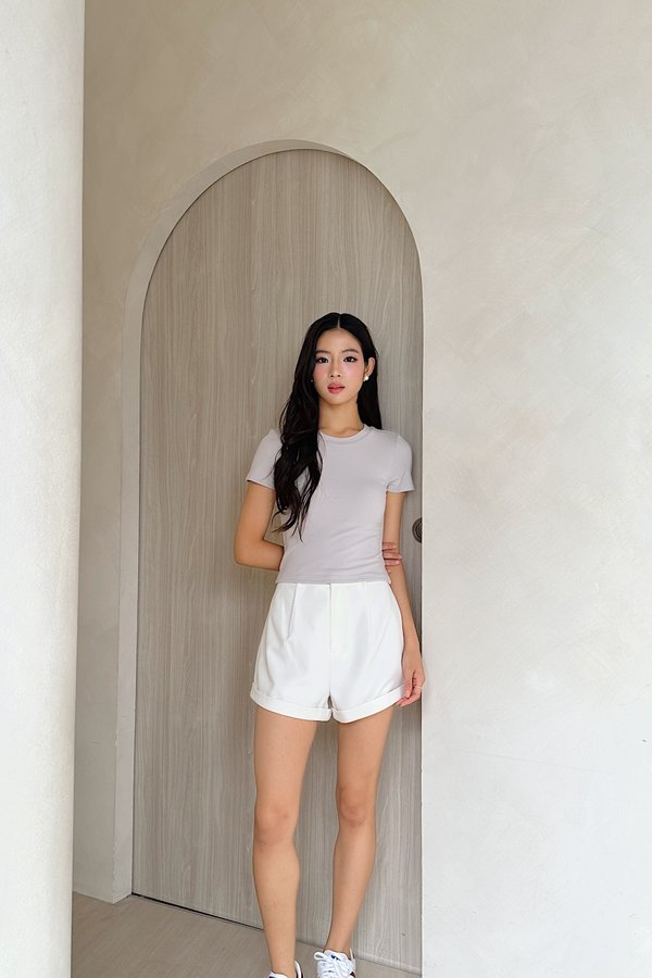 (BARE/BASIC) BB Baby Tee Top in Lilac Grey