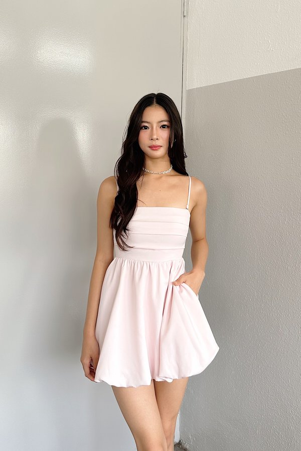 *Limited Edition* Felise V2 Padded Baby Doll Mini Dress Romper in Ice Pink