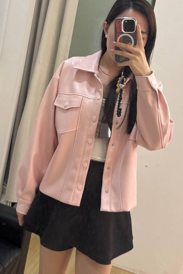 *PO: ETA MID AUG* Sienna V2 Cropped Faux Jacket in Dusty Pink