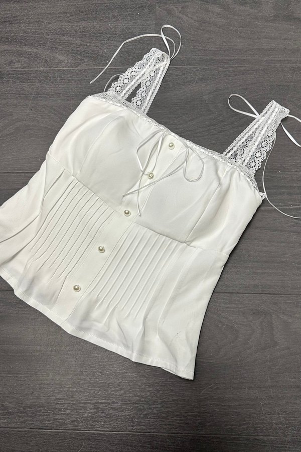 *PO2: ETA END AUG* Valeria Lace Strap Top in White