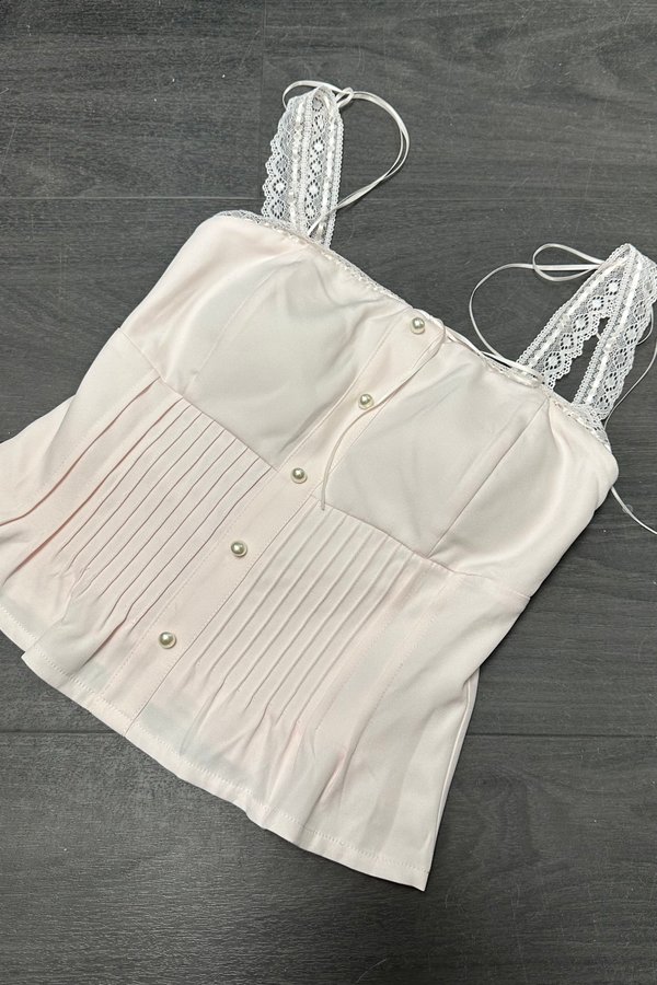 *PO2: ETA END AUG* Valeria Lace Strap Top in Ice Pink