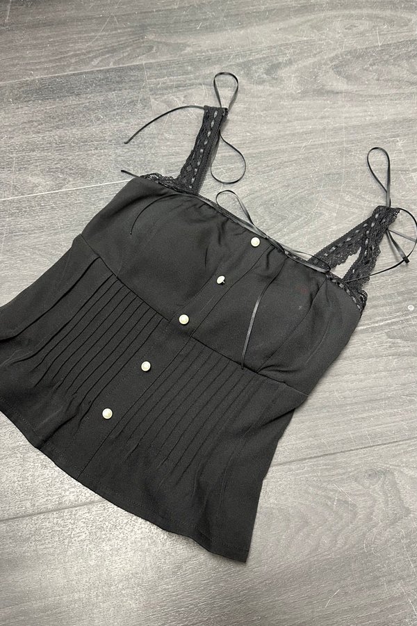 *PO2: ETA END AUG* Valeria Lace Strap Top in Black