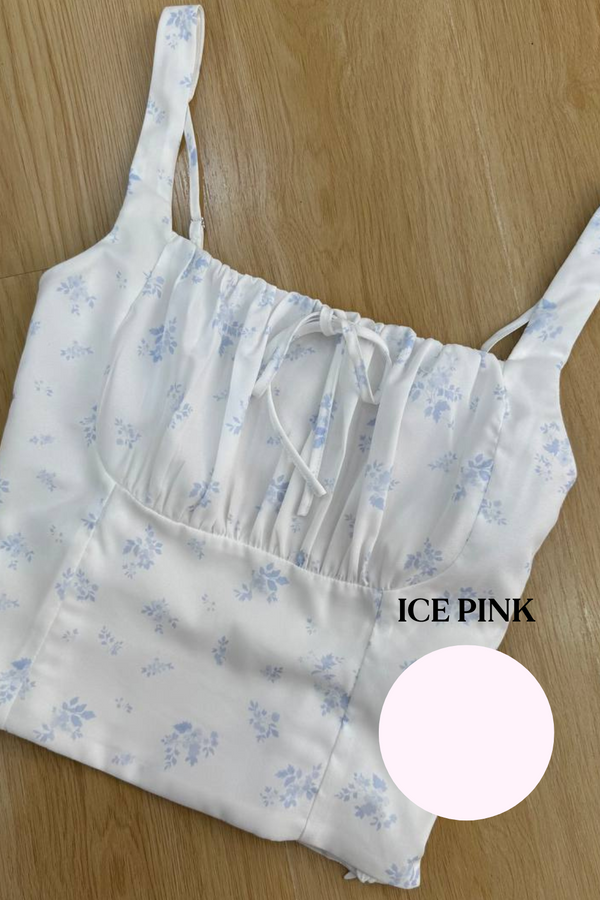 *PO: ETA MID AUG* Jolene Self Tie Ruched Top in Ice Pink
