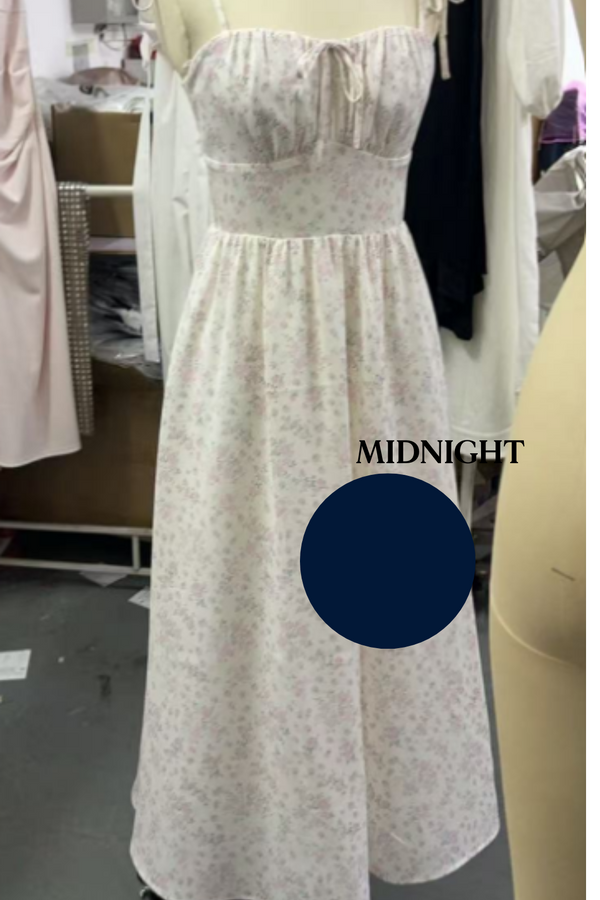 *PO: ETA MID AUG* Quinn Ruched Maxi Dress in Midnight