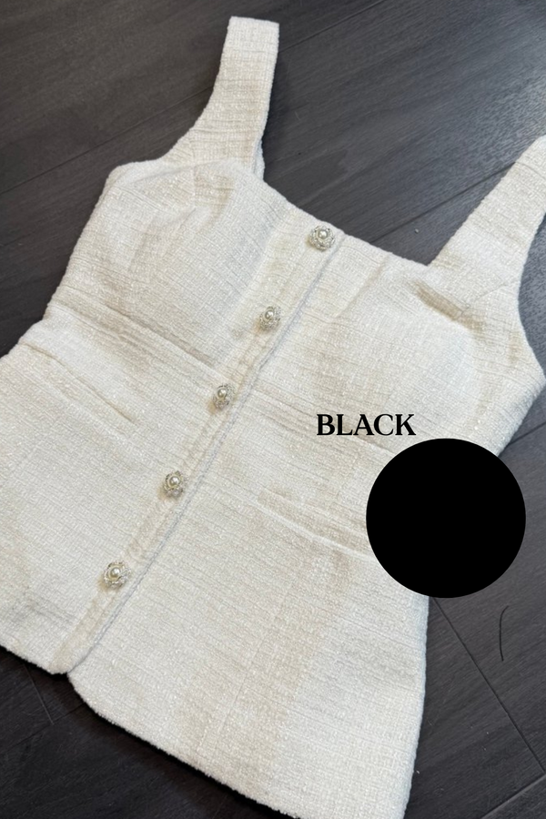 *PO: MID AUG* Gendis Tweed Top in Black
