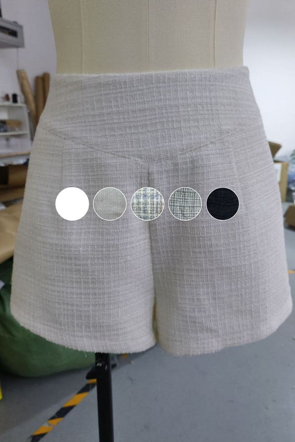 *PO: ETA MID AUG* Cataleya V Waist Suede Tweed Shorts