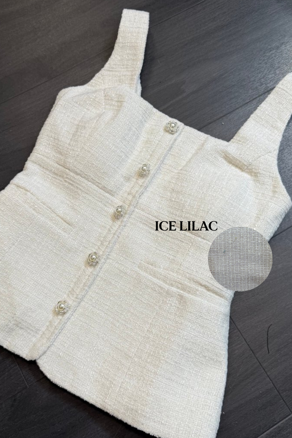 *PO: ETA MID AUG* Gendis Suede Tweed Top in Ice Lilac