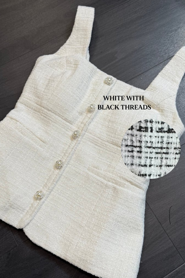 *PO: MID AUG* Gendis Tweed Top in Pink with Chocolate Threads