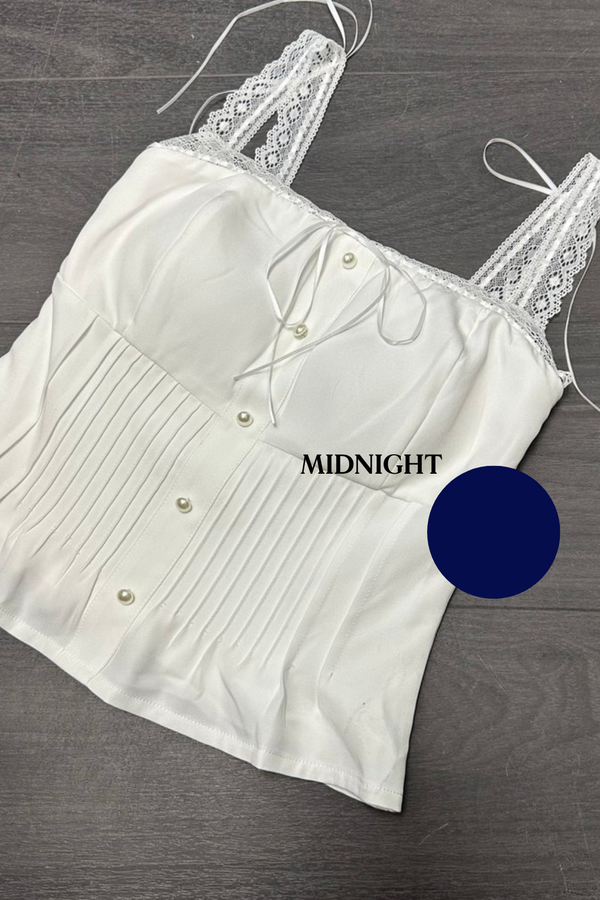 *PO ETA: END AUG* Valeria Lace Strap Top in Midnight