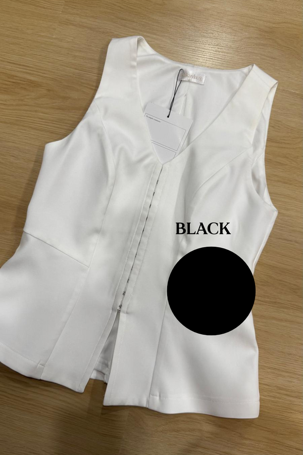 *PO: ETA MID AUG* Avianna V-Neck Front Claps Vest Top in Black