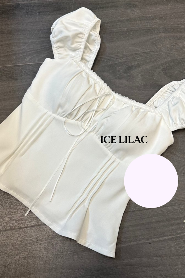 *PO2: ETA END AUG* Vienna Front Ruched Top in Ice Lilac