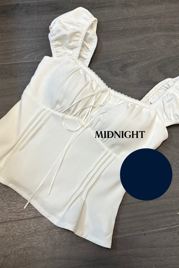*PO2: ETA END AUG* Vienna Front Ruched Top in Midnight