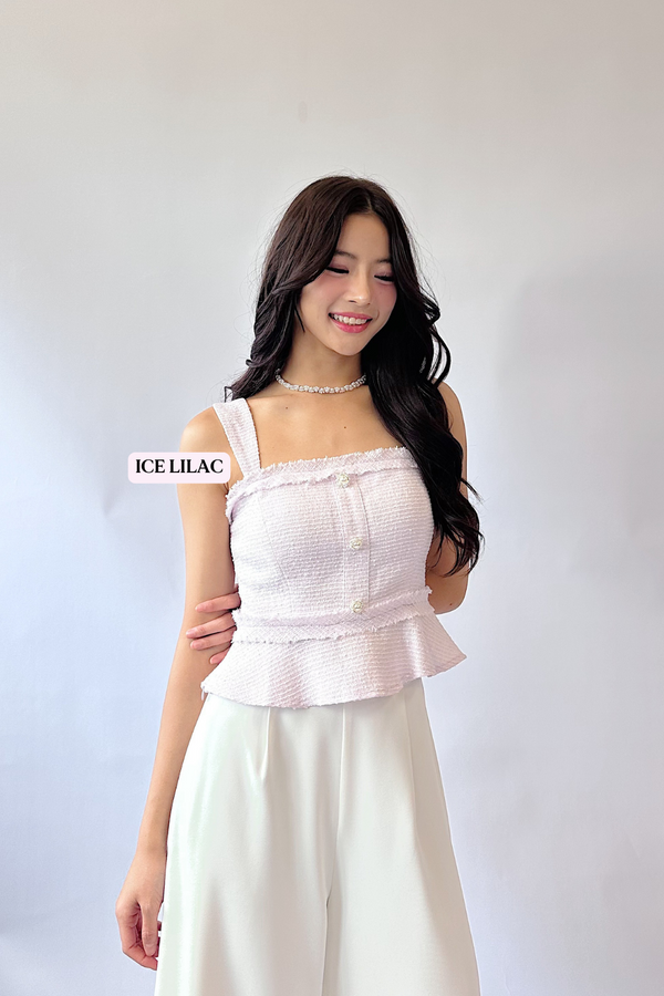 Gemmy Suede Tweed Peplum Top