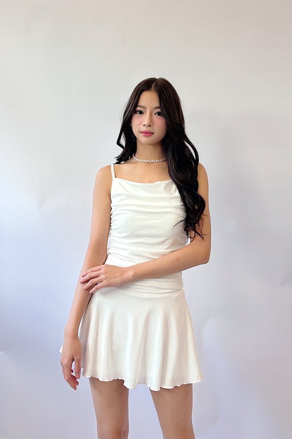 (BARE/BASIC) Ashlea Ruched Strap Top in White