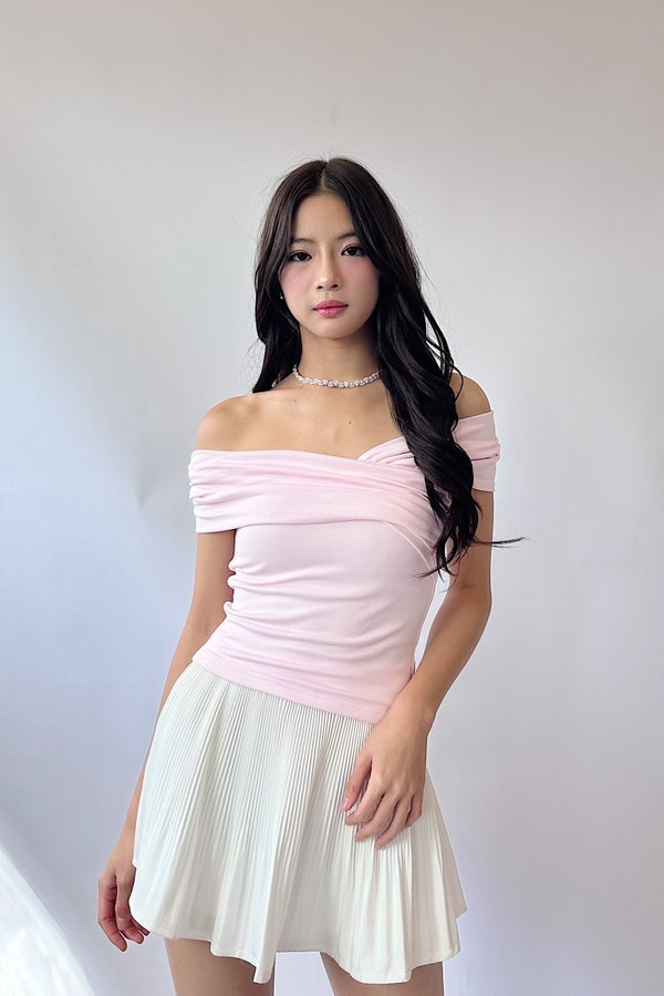 *PO: ETA MID AUG* (BARE/BASIC) Nora Off Shoulder Top in Baby Pink