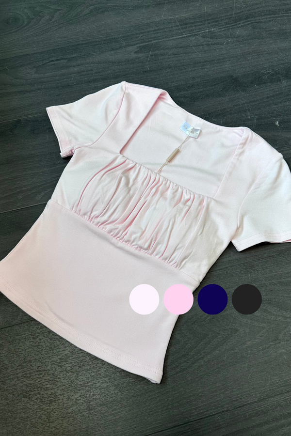 (BARE/BASIC) Imnida Straight Neckline Ruched Top